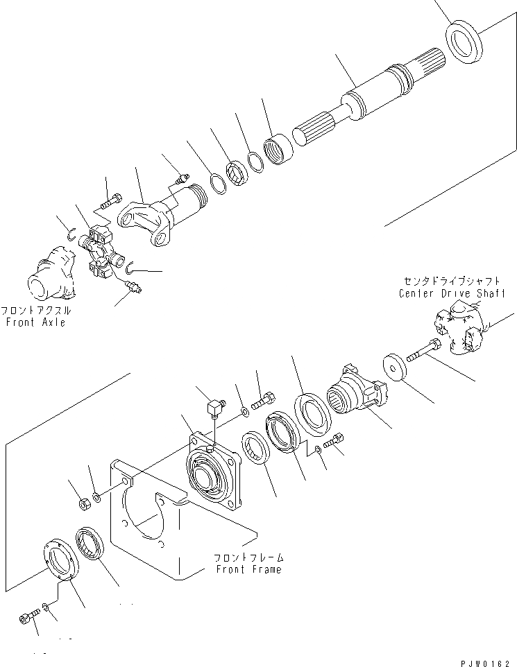Схема запчастей Komatsu WA350-3A - ВЕДУЩ. ВАЛ (ПЕРЕДН.) (С АВТОМАТИЧ. СМАЗКОЙ СИСТЕМА) ТРАНСМИССИЯ