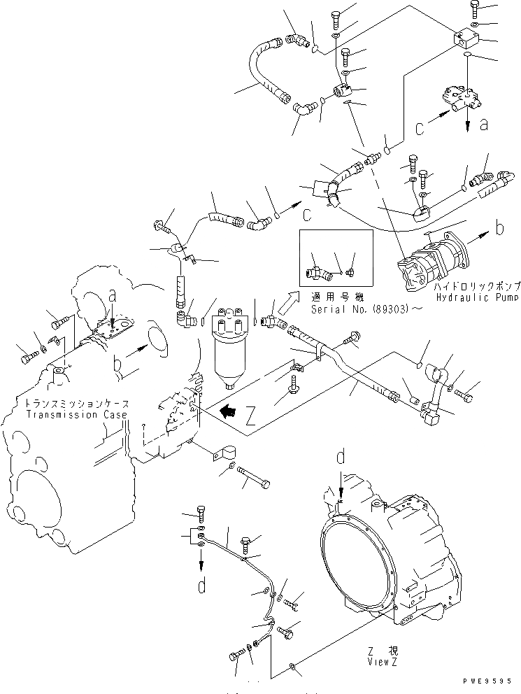 Схема запчастей Komatsu WA350-3A - ТРАНСМИССИЯ (НАСОС ТРАНСМИССИИ И ТРУБЫ) (/) (ДЛЯ ЭКСТРЕННОГО УПРАВЛЕНИЯ И СНЕГОУБОРОЧН. СПЕЦ-Я.)(№-) ТРАНСМИССИЯ