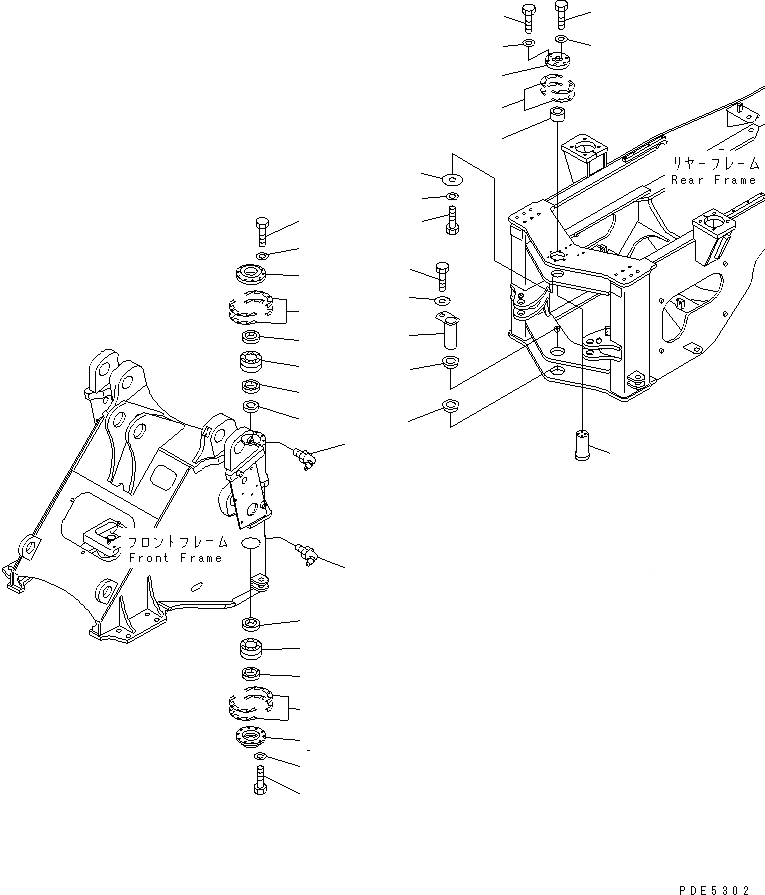 Схема запчастей Komatsu WA350-3A - ПАЛЕЦ(ДЛЯ ПЕРЕДН. И ЗАДН. РАМА СОЕДИНЕНИЕ) ОСНОВНАЯ РАМА И ЕЕ ЧАСТИ