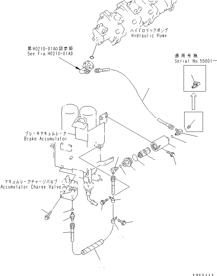 Схема запчастей Komatsu WA350-3A - УПРАВЛ-Е ТОРМОЗОМ (НАСОС PPC - КЛАПАН АККУМУЛЯТОРА) КАБИНА ОПЕРАТОРА И СИСТЕМА УПРАВЛЕНИЯ