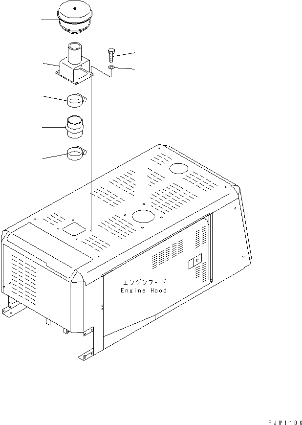 Схема запчастей Komatsu WA350-3A - КАПОТ (ВПУСК ВОЗДУХА ПРЕФИЛЬТР) ЧАСТИ КОРПУСА