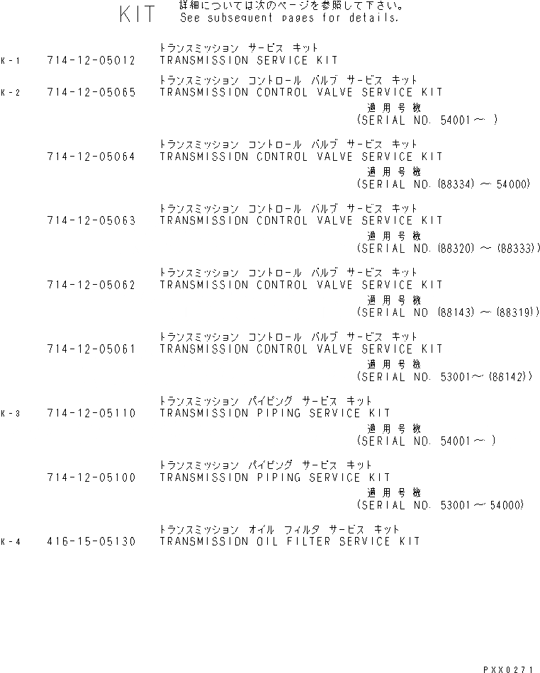 Схема запчастей Komatsu WA350-3A - КОМПЛЕКТ (ТРАНСМИССИЯ) (ДЛЯ ЭКСТРЕННОГО УПРАВЛЕНИЯ) ОСНОВН. КОМПОНЕНТЫ И РЕМКОМПЛЕКТЫ