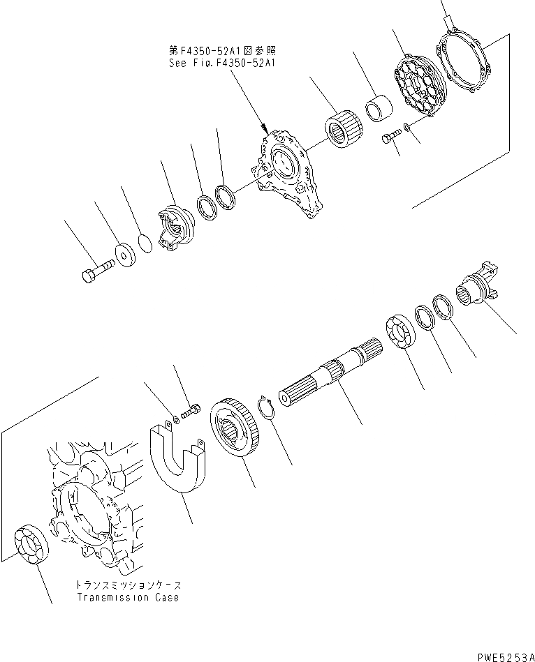 Схема запчастей Komatsu WA350-3-H - ТРАНСМИССИЯ (ВЫХОДНОЙ ВАЛ) ТРАНСМИССИЯ