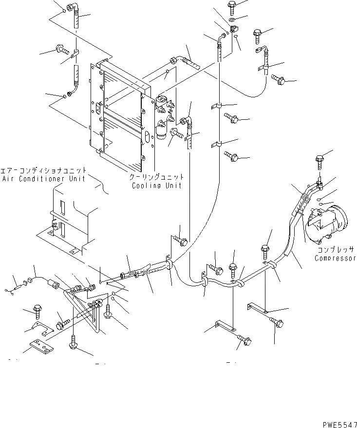 Схема запчастей Komatsu WA350-3-H - КРЕПЛЕНИЕ И ПАТРУБКИ КОНДИЦИОНЕРА (ЛИНИЯ КОМПРЕССОРА) КАБИНА ОПЕРАТОРА И СИСТЕМА УПРАВЛЕНИЯ