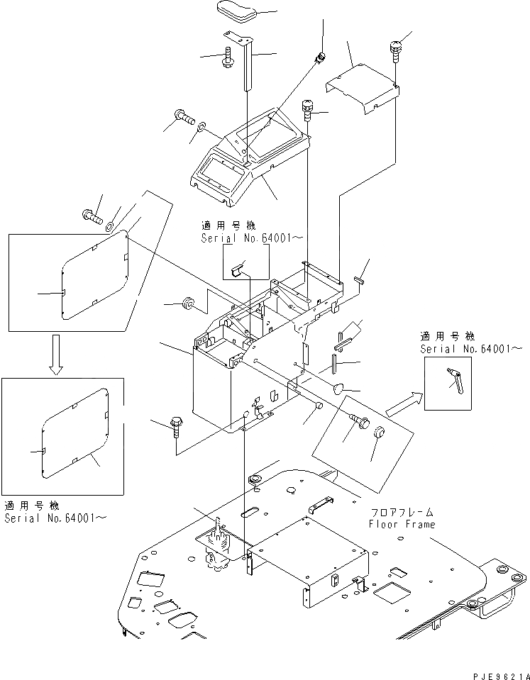 Схема запчастей Komatsu WA350-3-H - ПОЛ (ПРАВ. КОНСОЛЬН. БЛОК) (С СОЕДИНИТ. УСТР-ВО) КАБИНА ОПЕРАТОРА И СИСТЕМА УПРАВЛЕНИЯ
