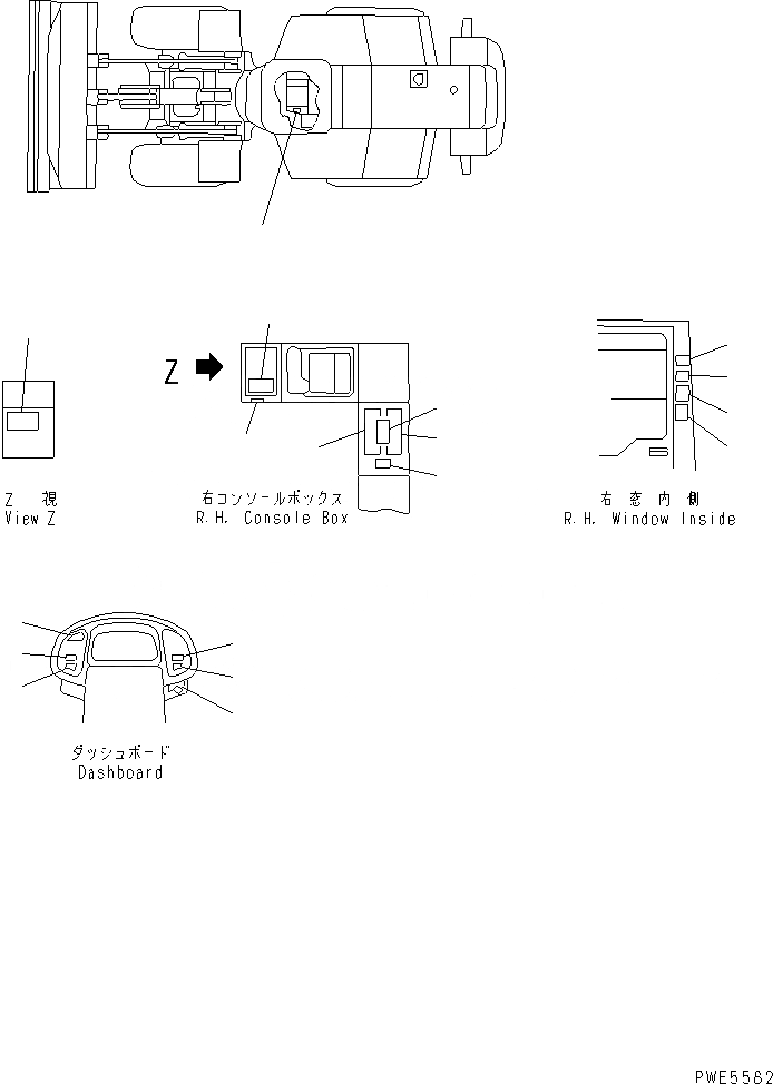 Схема запчастей Komatsu WA350-3-H - МАРКИРОВКА (ВНУТРИ КАБИНЫ)(№-) КАБИНА ОПЕРАТОРА И СИСТЕМА УПРАВЛЕНИЯ
