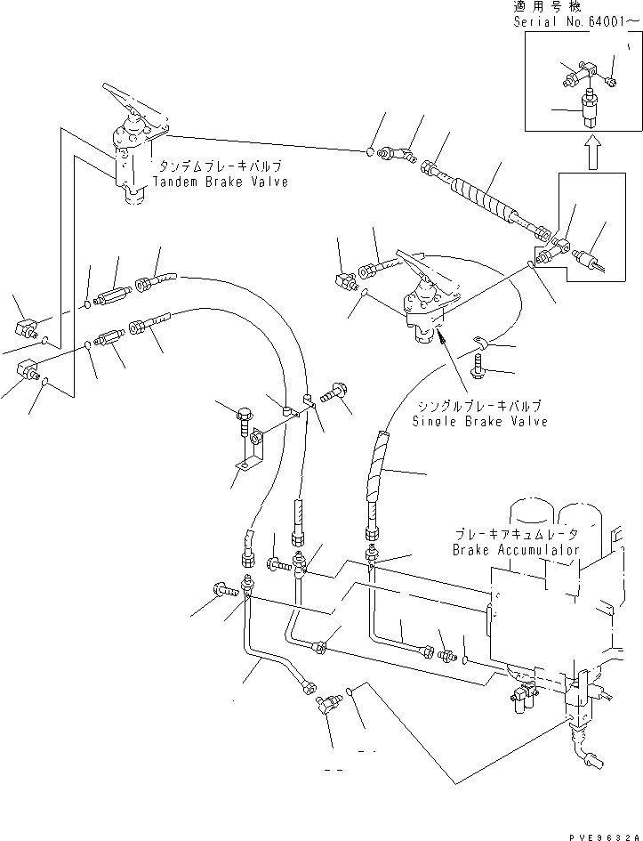 Схема запчастей Komatsu WA350-3-H - УПРАВЛ-Е ТОРМОЗОМ (ЛИНИЯ АККУМУЛЯТОР - ТОРМОЗНОЙ КЛАПАН) КАБИНА ОПЕРАТОРА И СИСТЕМА УПРАВЛЕНИЯ