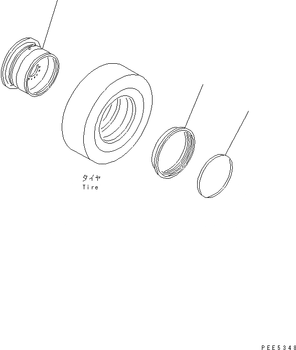 Схема запчастей Komatsu WA350-3-H - ОБОД КОЛЕСА (ДЛЯ .- БЕСКАМЕРНЫЕ ШИНЫ) ПОДВЕСКА И КОЛЕСА