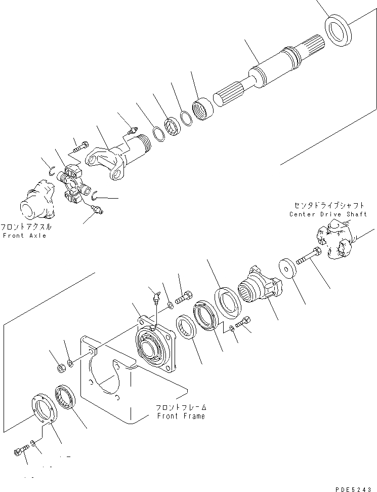 Схема запчастей Komatsu WA350-3A-SN - ВЕДУЩ. ВАЛ (ПЕРЕДН.) ТРАНСМИССИЯ