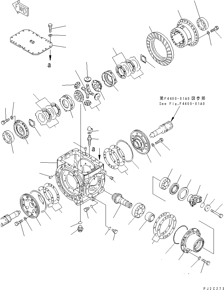 Схема запчастей Komatsu WA350-3A-SN - ПЕРЕДНИЙ МОСТ (ДИФФЕРЕНЦ.) (САМОБЛОКИР. ДИФФЕРЕНЦ.)(№-) ТРАНСМИССИЯ