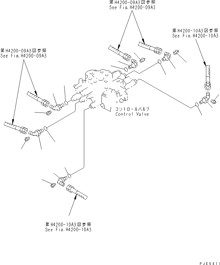 Схема запчастей Komatsu WA350-3A-SN - КОНТРОЛЬНЫЙ КЛАПАН РАБОЧ. ОБОРУДОВАНИЯ (СОЕДИНЕНИЯ КЛАПАНА РРС) (С 3-Х СЕКЦИОНН. КОНТРОЛЬН. КЛАПАН) ГИДРАВЛИКА