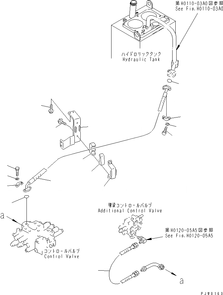 Схема запчастей Komatsu WA350-3A-SN - ГИДРОЛИНИЯ (ВОЗВРАТНАЯ ЛИНИЯ) (С 5-СЕКЦИОНН. УПРАВЛЯЮЩ. КЛАПАН)(№-999) ГИДРАВЛИКА