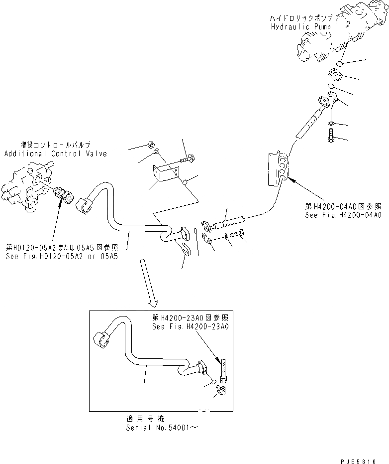 Схема запчастей Komatsu WA350-3A-SN - ГИДРОЛИНИЯ (ЛИНИЯ ПОДАЧИ)(С 4-Х СЕКЦИОНН. УПРАВЛЯЮЩ. КЛАПАН) ГИДРАВЛИКА