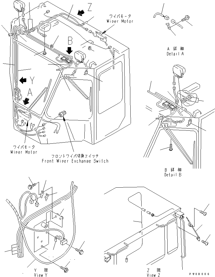 Схема запчастей Komatsu WA350-3A-SN - КАБИНА ДЛЯ 2 ЧЕЛ. (ЭЛЕКТРИКА)(№-) КАБИНА ОПЕРАТОРА И СИСТЕМА УПРАВЛЕНИЯ