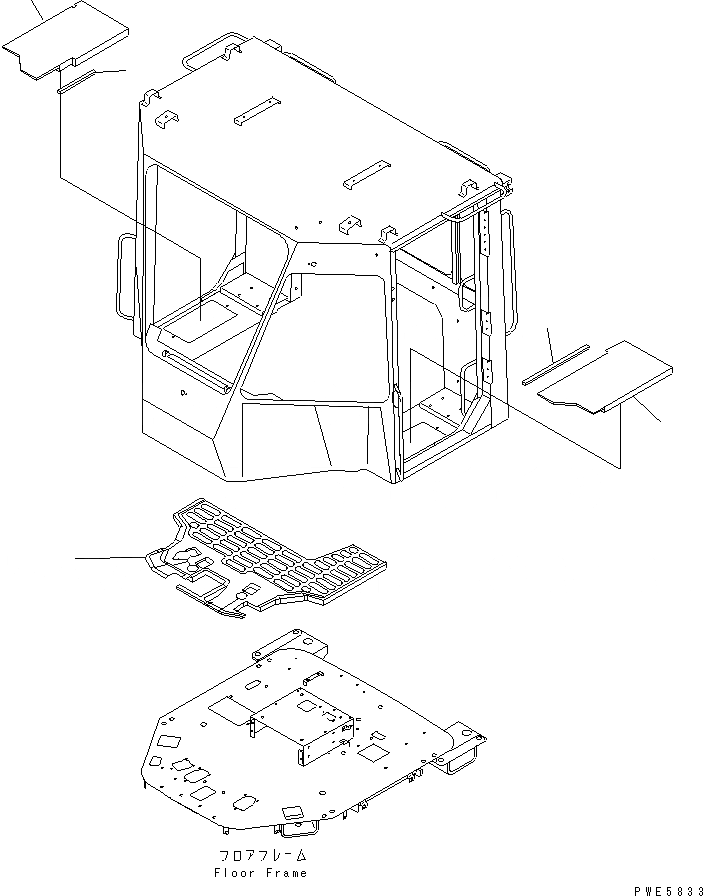 Схема запчастей Komatsu WA350-3A-SN - ПОКРЫТИЕ ПОЛА(С КАБИНОЙ ДЛЯ 2 ЧЕЛ.) КАБИНА ОПЕРАТОРА И СИСТЕМА УПРАВЛЕНИЯ