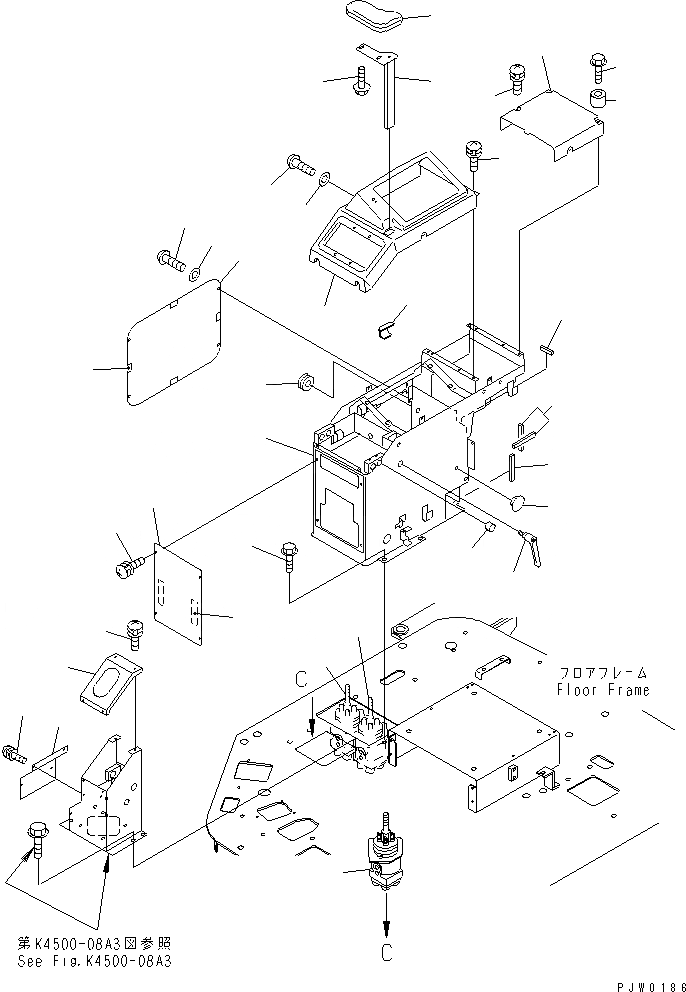 Схема запчастей Komatsu WA350-3A-SN - ПОЛ (ПРАВ. КОНСОЛЬН. БЛОК) (С 5-СЕКЦИОНН. УПРАВЛЯЮЩ. КЛАПАН)(№-) КАБИНА ОПЕРАТОРА И СИСТЕМА УПРАВЛЕНИЯ