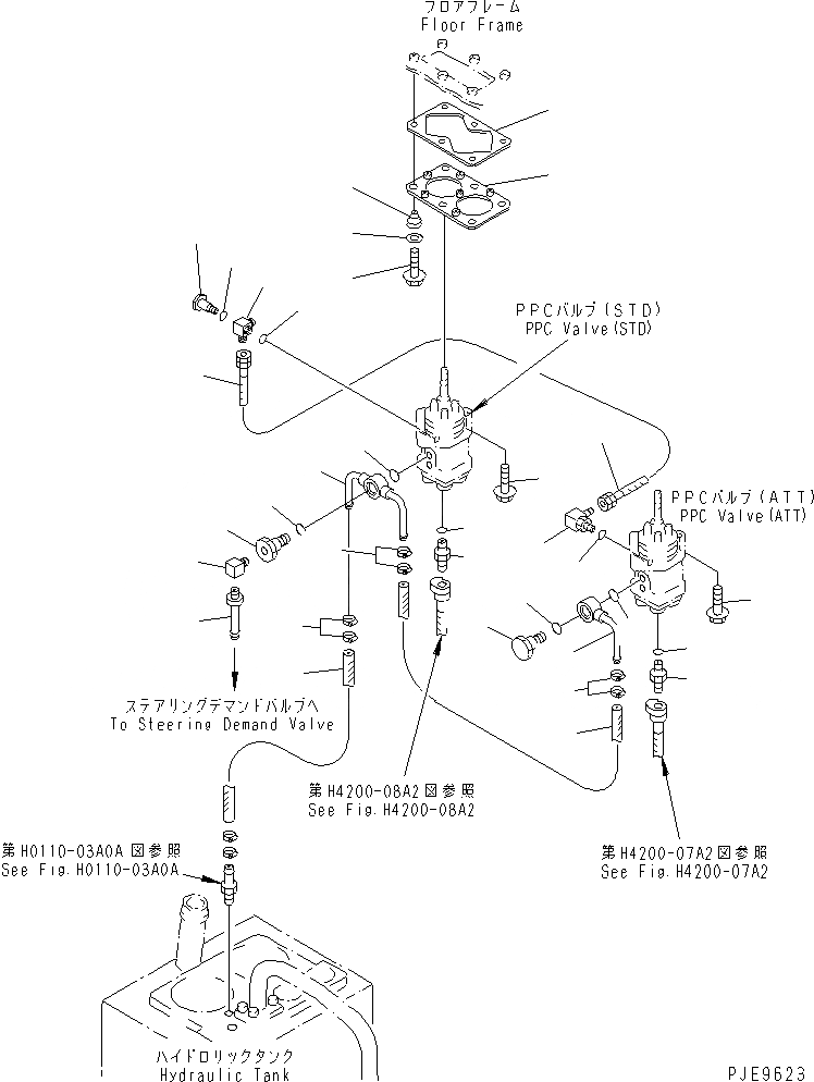 Схема запчастей Komatsu WA350-3A-SN - ПОЛ (ЛИНИЯ КЛАПАНА PPC) (С ДОПОЛН. 2-Х СЕКЦИОНН. УПРАВЛЯЮЩ. КЛАПАН)(№-) КАБИНА ОПЕРАТОРА И СИСТЕМА УПРАВЛЕНИЯ