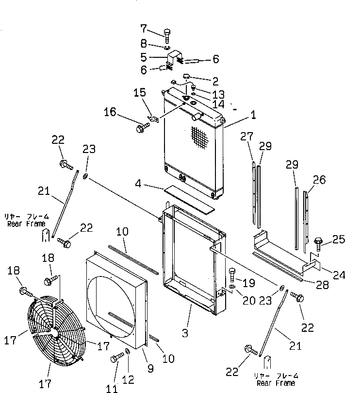 Схема запчастей Komatsu WA380-3 - РАДИАТОР(№-) КОМПОНЕНТЫ ДВИГАТЕЛЯ И ЭЛЕКТРИКА