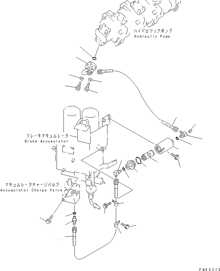 Схема запчастей Komatsu WA380-3 - ТОРМОЗ. МАСЛОПРОВОДЯЩАЯ ЛИНИЯ (НАСОС PPC - КЛАПАН АККУМУЛЯТОРА)(№-) ВЕДУЩ. ВАЛ¤ ДИФФЕРЕНЦ. И КОЛЕСА
