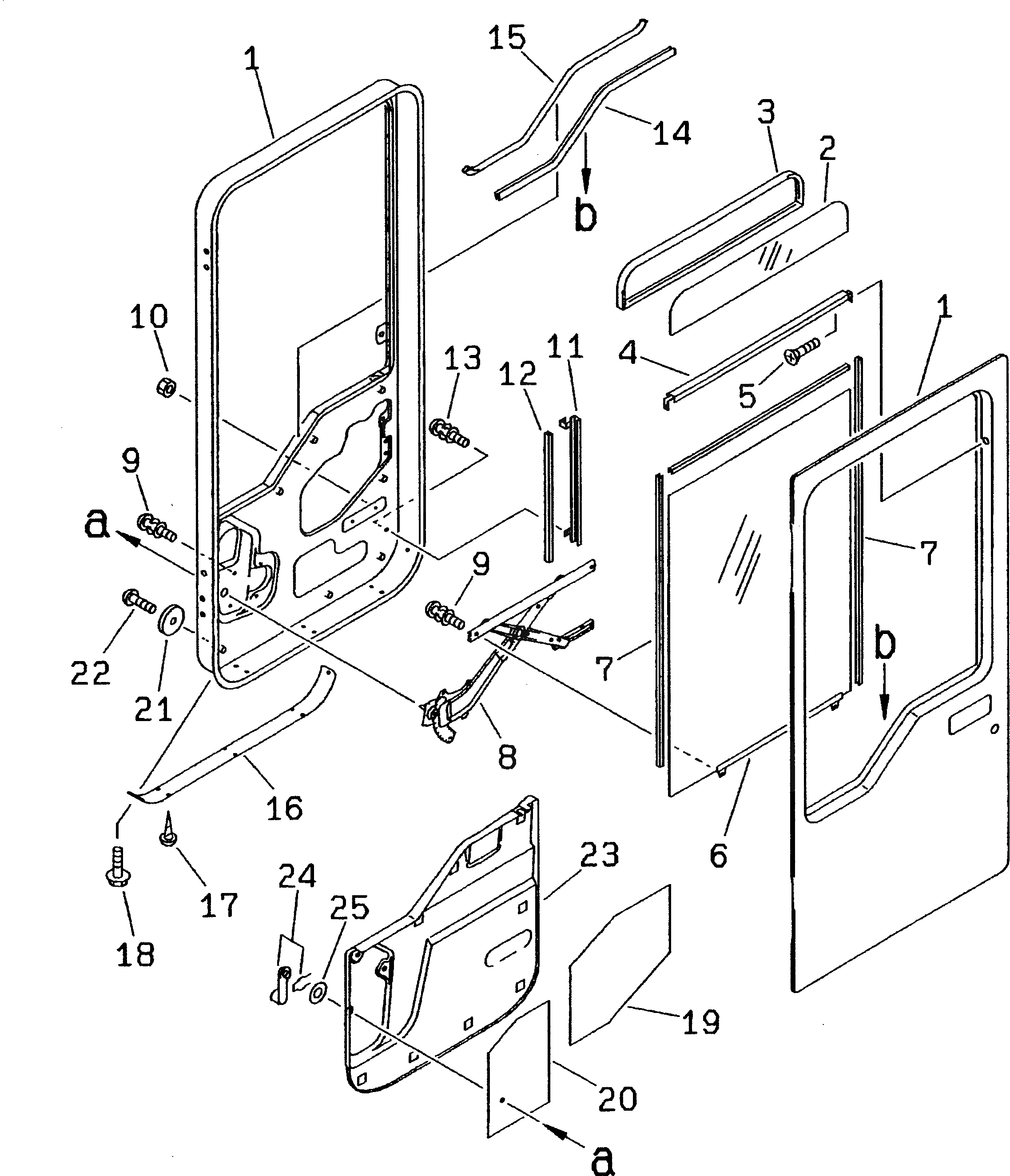 Схема запчастей Komatsu WA380-3 - КАБИНА (/9) (ДВЕРЬ СТЕКЛА)(№-) РАМА И ЧАСТИ КОРПУСА