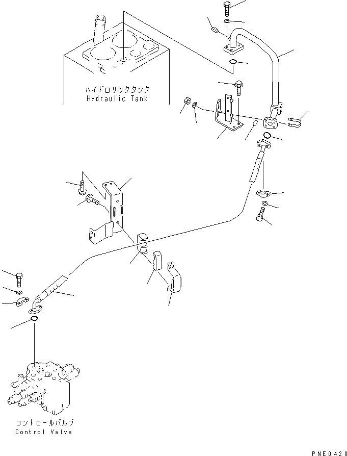 Схема запчастей Komatsu WA380-3 - ГИДРОЛИНИЯ (ВОЗВРАТН. ЛИНИЯ)(№-) УПРАВЛ-Е РАБОЧИМ ОБОРУДОВАНИЕМ