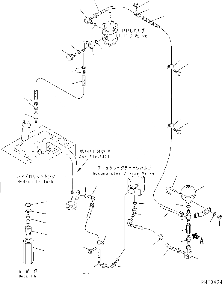 Схема запчастей Komatsu WA380-3 - ГИДРОЛИНИЯ (КЛАПАН PPCЛИНИЯ) (/) (КЛАПАН АККУМУЛЯТОРАTO PPC КЛАПАН)(№-) УПРАВЛ-Е РАБОЧИМ ОБОРУДОВАНИЕМ