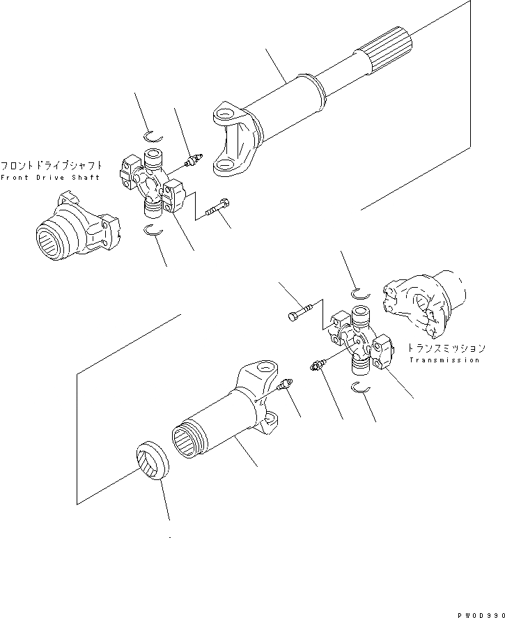 Схема запчастей Komatsu WA380-5-SN - ВЕДУЩ. ВАЛ ТРАНСМИССИЯ