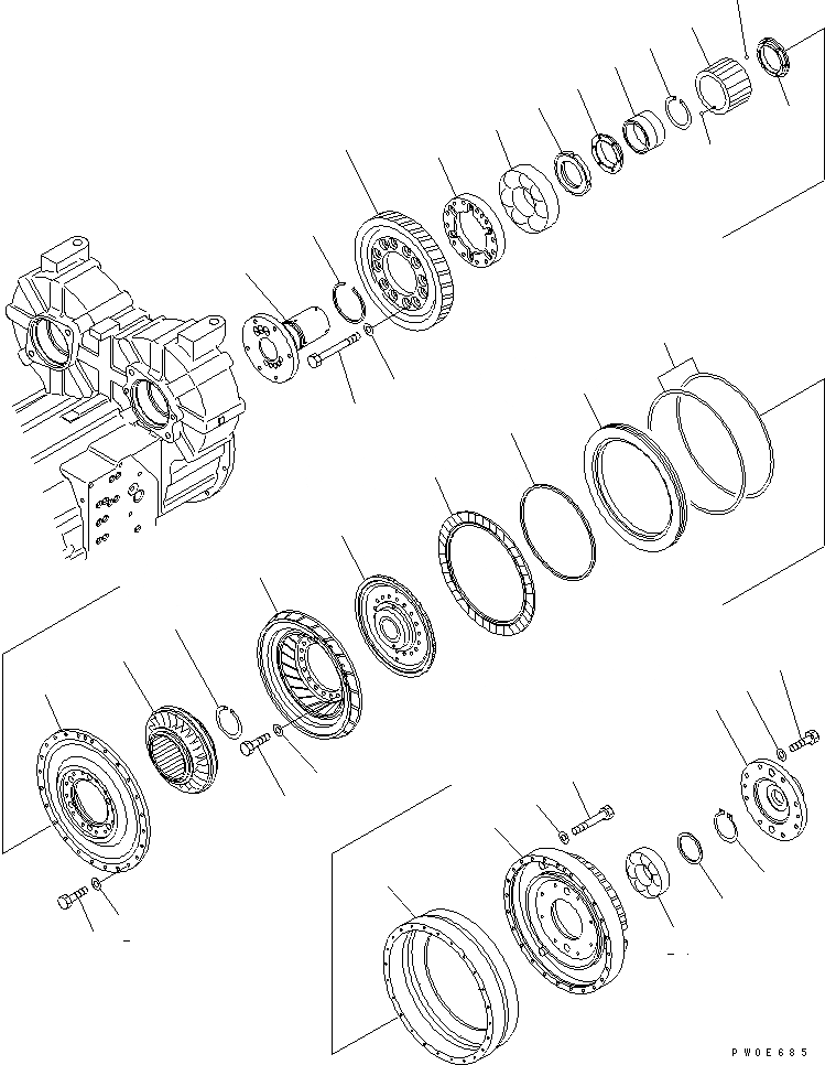Схема запчастей Komatsu WA380-5-SN - ГИДРОТРАНСФОРМАТОР (С БЛОКИР.-UP) ТРАНСМИССИЯ
