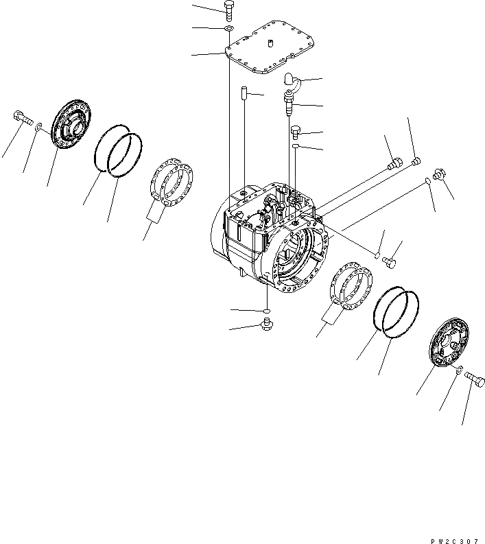 Схема запчастей Komatsu WA380-5-SN - ПЕРЕДНИЙ МОСТ (КОЖУХ МОСТА АКСЕССУАРЫ) (С САМОБЛОКИР. ДИФФЕРЕНЦ.) ТРАНСМИССИЯ