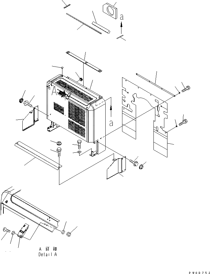 Схема запчастей Komatsu WA380-5-SN - ОТСЕК ДВИГАТЕЛЯ(ДЛЯ КАБИНА ДЛЯ 2 ЧЕЛ.) ЧАСТИ КОРПУСА
