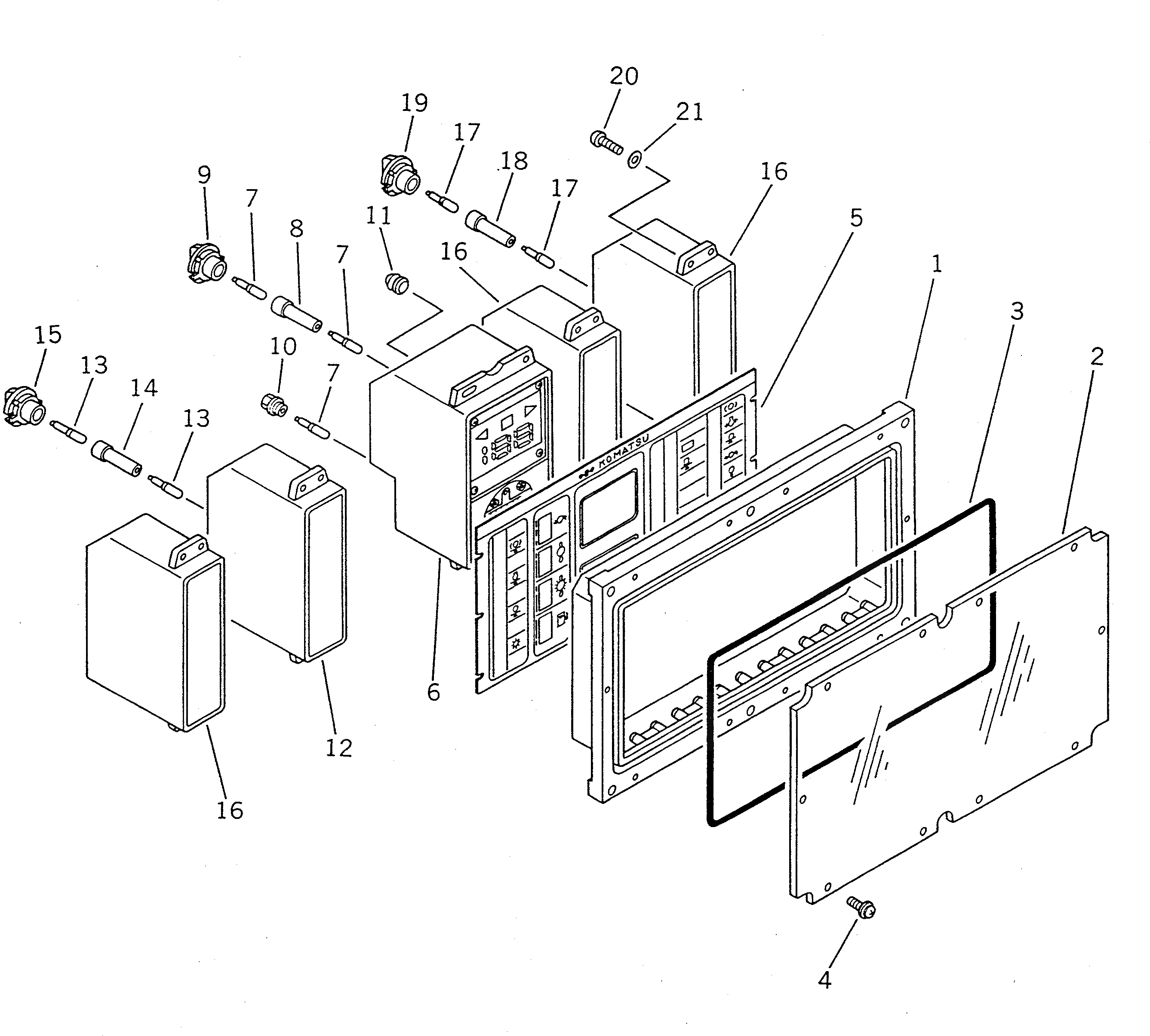 Схема запчастей Komatsu WA380-1 - ПАНЕЛЬ МОНИТОРА(№-9999) КОМПОНЕНТЫ ДВИГАТЕЛЯ И ЭЛЕКТРИКА