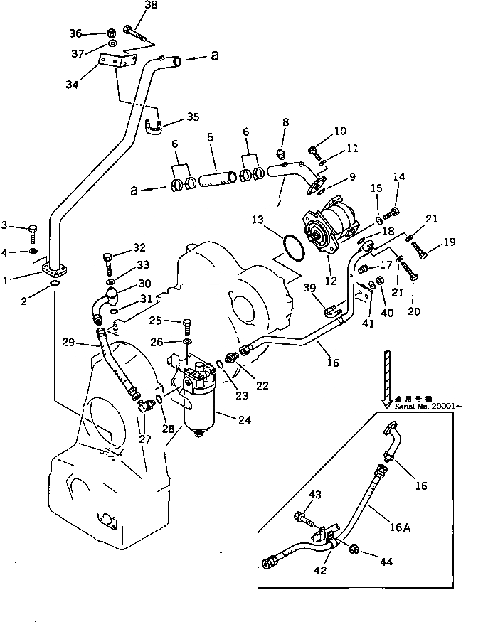 Схема запчастей Komatsu WA380-1 - ТОРКФЛОУ ТРУБЫ (/) ГИДРОТРАНСФОРМАТОР И ТРАНСМИССИЯ