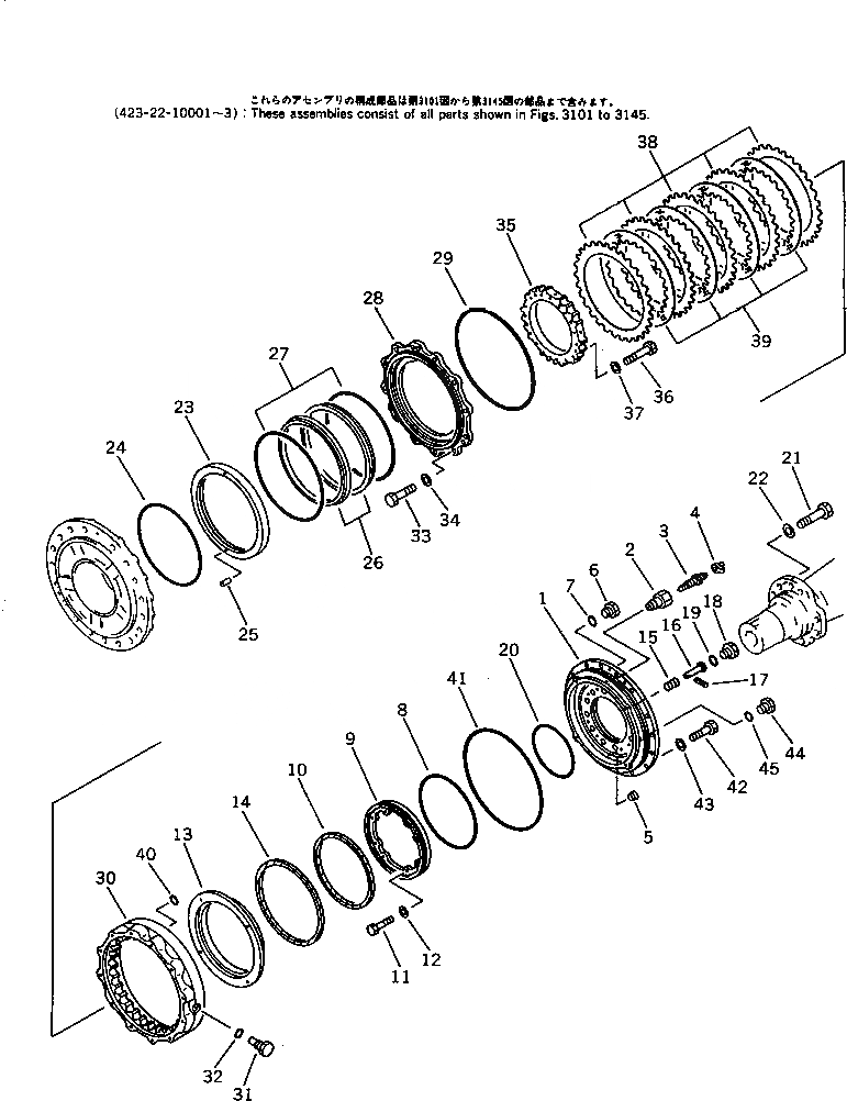Схема запчастей Komatsu WA380-1 - ЗАДНИЕ ТОРМОЗА(№-9999) ВЕДУЩ. ВАЛ¤ ДИФФЕРЕНЦ. И КОЛЕСА