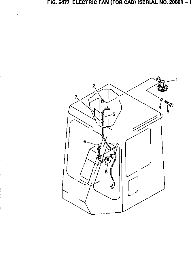 Схема запчастей Komatsu WA380-1 - ЭЛЕКТРИЧ. ВЕНТИЛЯТОР (ДЛЯ КАБИНЫ)(№-) РАМА И ЧАСТИ КОРПУСА