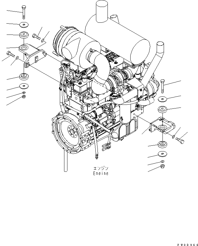 Схема запчастей Komatsu WA380-5-TN - КРЕПЛЕНИЕ ДВИГАТЕЛЯ КОМПОНЕНТЫ ДВИГАТЕЛЯ