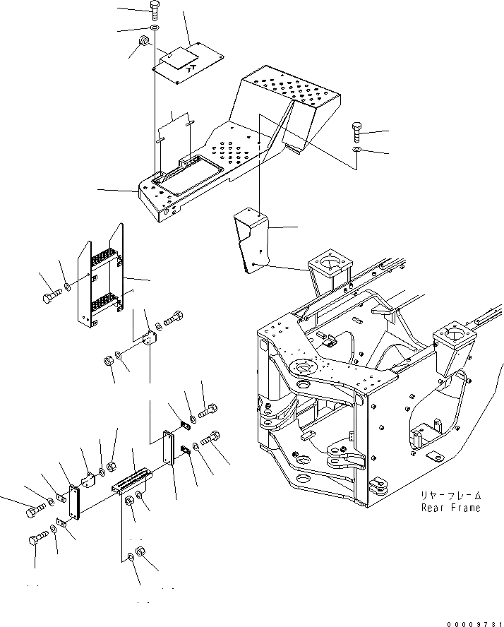 Схема запчастей Komatsu WA380-5-TN - ЛЕСТНИЦА (ПОЛ ПРАВ.) (ДЛЯ ТУННЕЛЬН. СПЕЦ-Я.) ЧАСТИ КОРПУСА