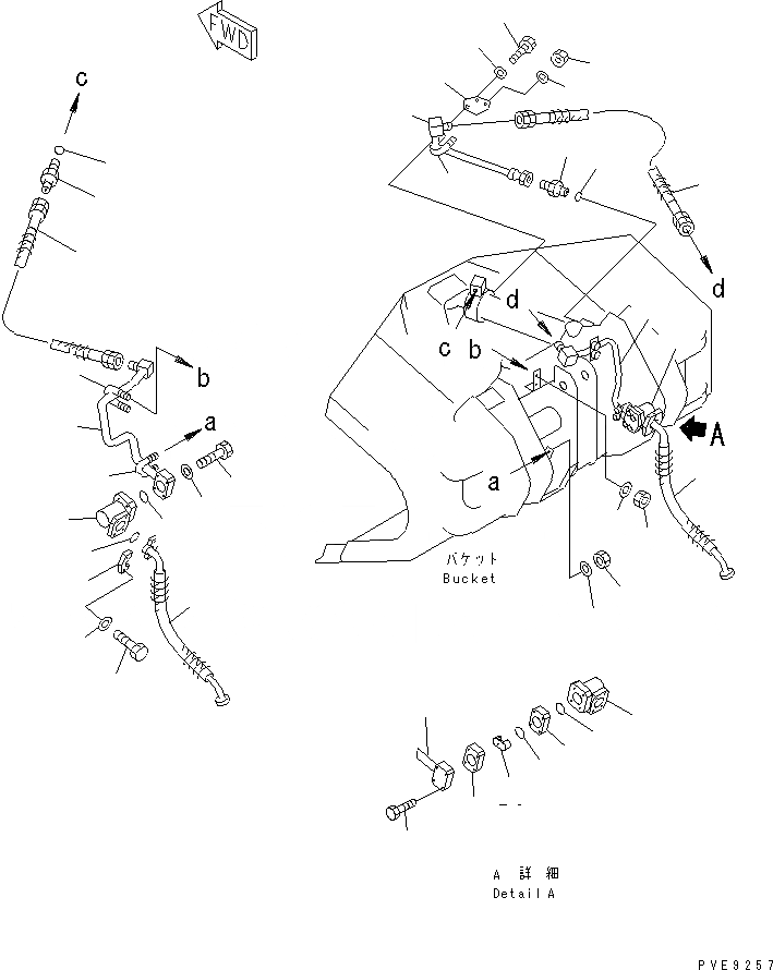 Схема запчастей Komatsu WA380-5-TN - ДВУСТОРОНН. РАЗГРУЗКА BUVKET (/) (ГИДРОЛИНИЯ) РАБОЧЕЕ ОБОРУДОВАНИЕ