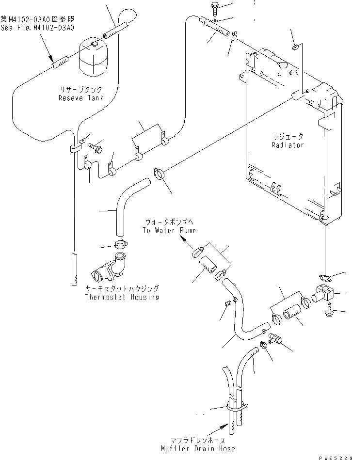 Схема запчастей Komatsu WA380-3 - РАДИАТОР (СИСТЕМА ТРУБ РАДИАТОРА) СИСТЕМА ОХЛАЖДЕНИЯ