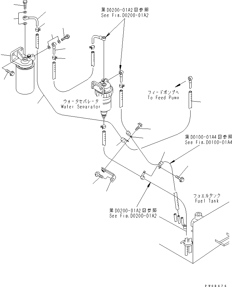 Схема запчастей Komatsu WA380-3 - ТОПЛИВН. ЛИНИЯ (ТОПЛИВН. ПРЕФИЛЬТР ЛИНИЯ) (С ТОПЛИВН. ПРЕФИЛЬТРОМ И ВОДООТДЕЛИТЕЛЕМ)(№-) ТОПЛИВН. БАК. AND КОМПОНЕНТЫ