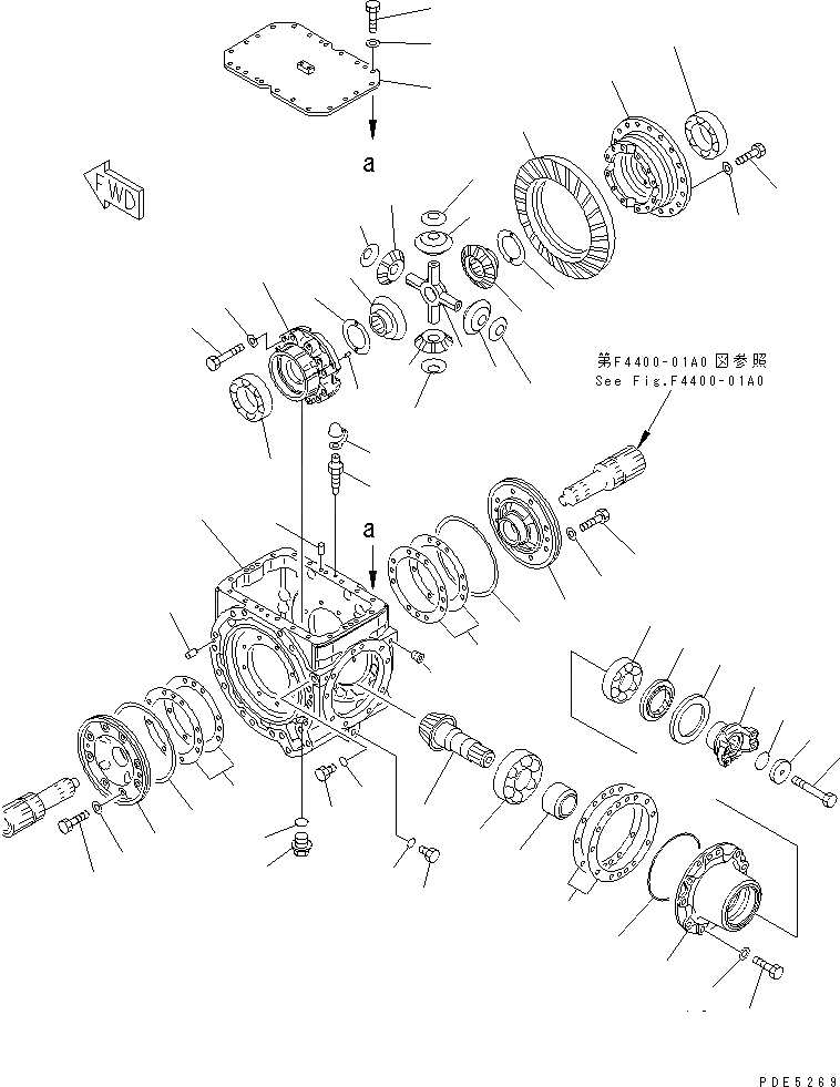Схема запчастей Komatsu WA380-3 - ПЕРЕДНИЙ МОСТ (ДИФФЕРЕНЦ.) ТРАНСМИССИЯ