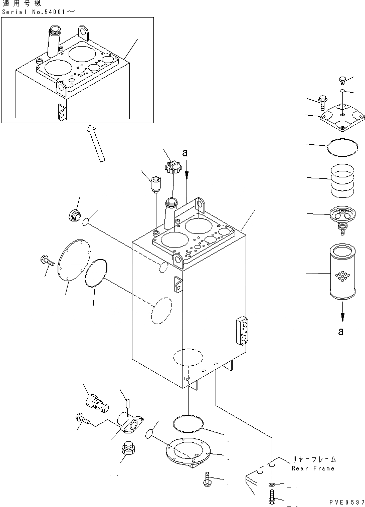 Схема запчастей Komatsu WA380-3 - ГИДР. БАК. (С ЭКСТРЕНН. УПРАВЛ.) ГИДРАВЛИКА