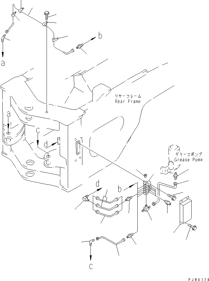 Схема запчастей Komatsu WA380-3 - УДАЛЕННАЯ СМАЗКА ЗАДН. РАМА (С АВТОМАТИЧ. СМАЗКОЙ СИСТЕМА) ОСНОВНАЯ РАМА И ЕЕ ЧАСТИ