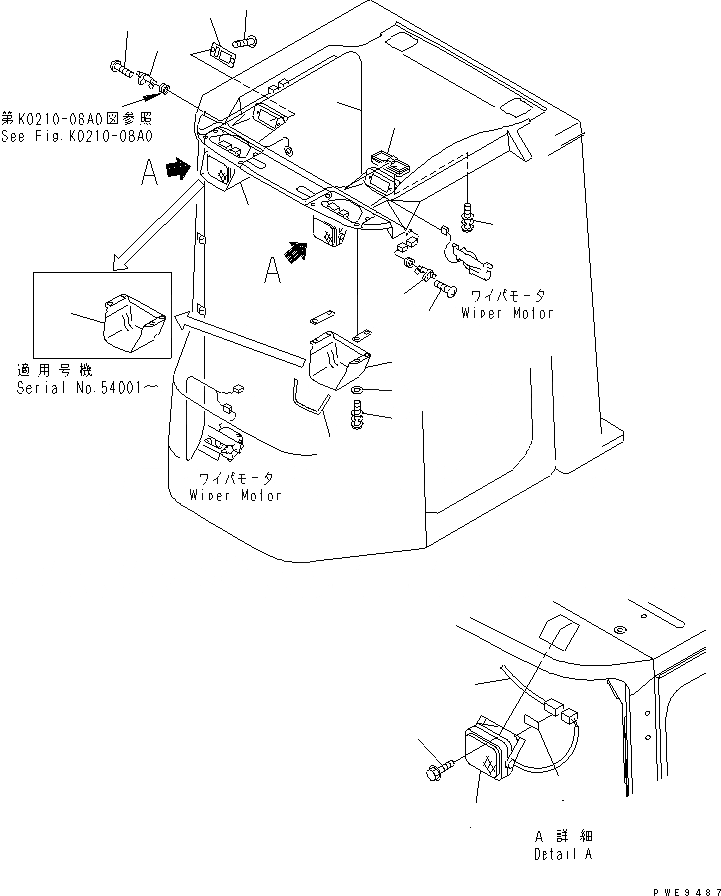 Схема запчастей Komatsu WA380-3 - КАБИНА (ЭЛЕКТРИКА) КАБИНА ОПЕРАТОРА И СИСТЕМА УПРАВЛЕНИЯ