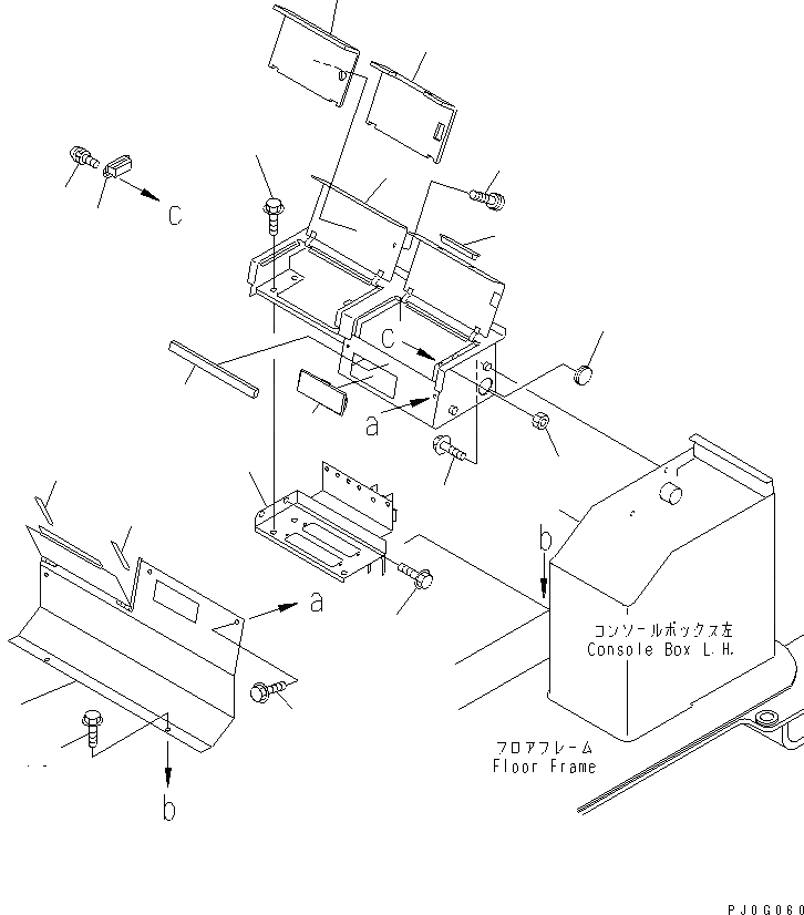 Схема запчастей Komatsu WA380-3 - ПОЛ (ЗАДН. КОНСОЛЬН. БЛОК)(№-) КАБИНА ОПЕРАТОРА И СИСТЕМА УПРАВЛЕНИЯ