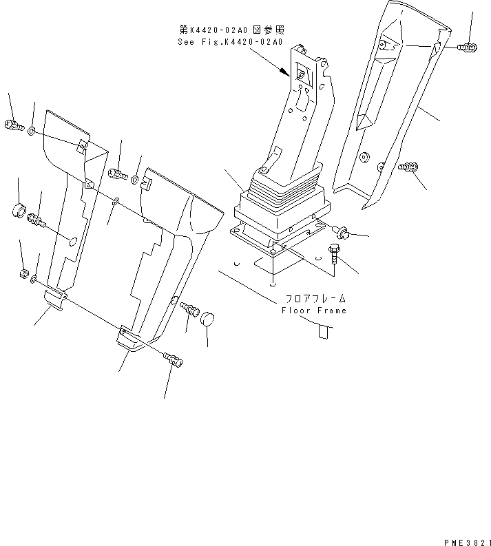 Схема запчастей Komatsu WA380-3 - ПОЛ (КОЛОНКА COVER)(№-) КАБИНА ОПЕРАТОРА И СИСТЕМА УПРАВЛЕНИЯ
