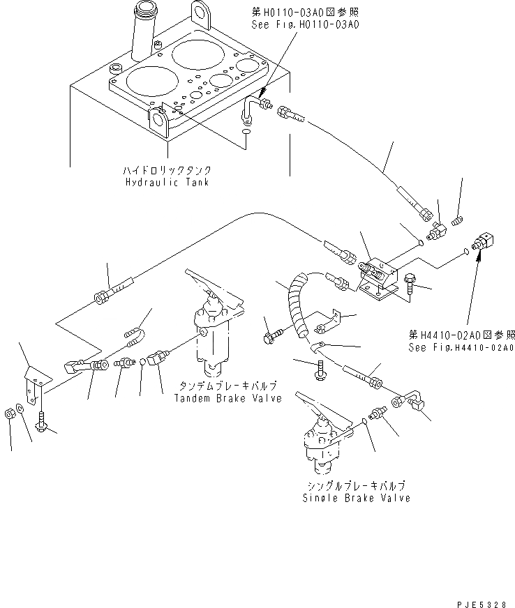 Схема запчастей Komatsu WA380-3 - УПРАВЛ-Е ТОРМОЗОМ (ЛИНИЯ ТОРМ. КЛАПАН - ГИДР. БАК) КАБИНА ОПЕРАТОРА И СИСТЕМА УПРАВЛЕНИЯ