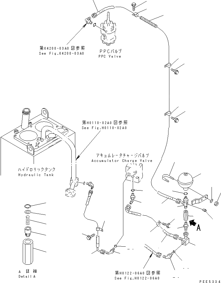 Схема запчастей Komatsu WA380-3 - УПРАВЛ-Е ТОРМОЗОМ (КЛАПАН АККУМУЛЯТОРА - P.P.C. КЛАПАН) КАБИНА ОПЕРАТОРА И СИСТЕМА УПРАВЛЕНИЯ