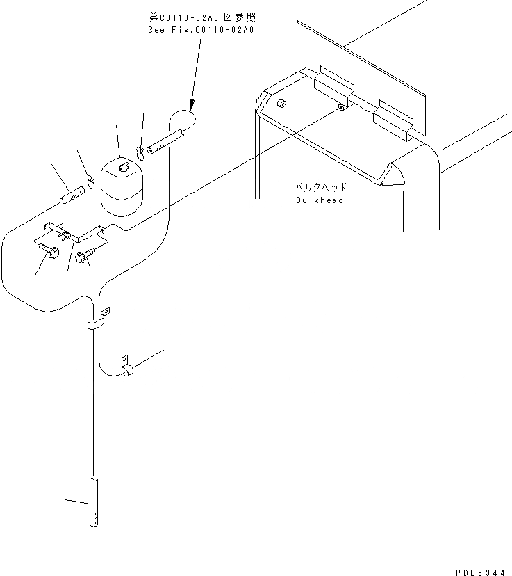 Схема запчастей Komatsu WA380-3 - ОТСЕК ДВИГАТЕЛЯ(РЕЗЕРВНЫЙ БАЧОК РАДИАТОРА) ЧАСТИ КОРПУСА
