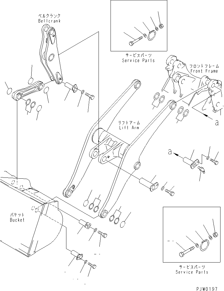 Схема запчастей Komatsu WA380-3 - РУКОЯТЬ И КОЛЕНЧАТЫЙ РЫЧАГ (ЭЛЕМЕНТЫ КРЕПЛЕНИЯ) (С АВТОМАТИЧ. СМАЗКОЙ СИСТЕМА) РАБОЧЕЕ ОБОРУДОВАНИЕ