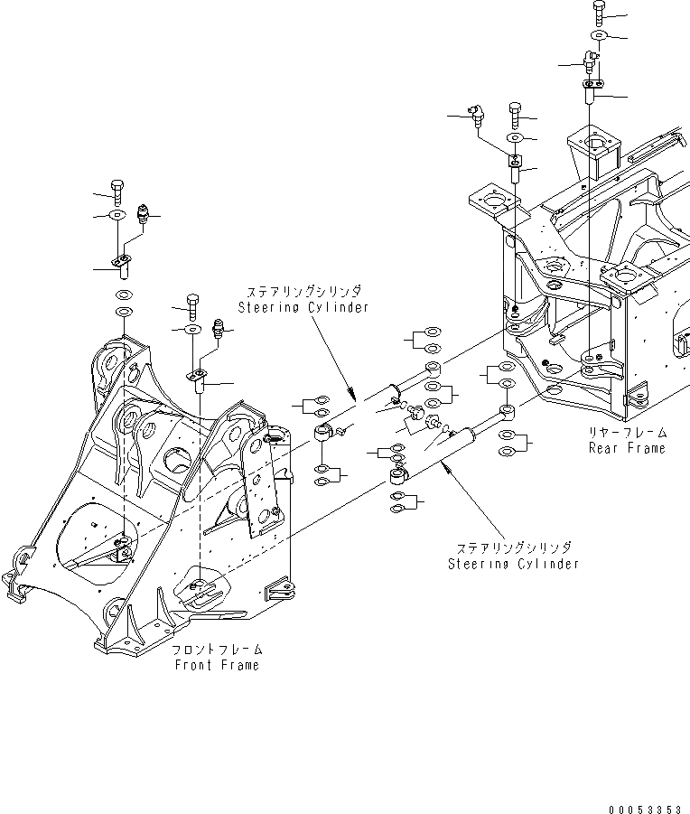 Схема запчастей Komatsu WA380-6 - ЦИЛИНДР РУЛЕВ. УПР-Я (ПАЛЕЦ)(№-) ОСНОВНАЯ РАМА И ЕЕ ЧАСТИ